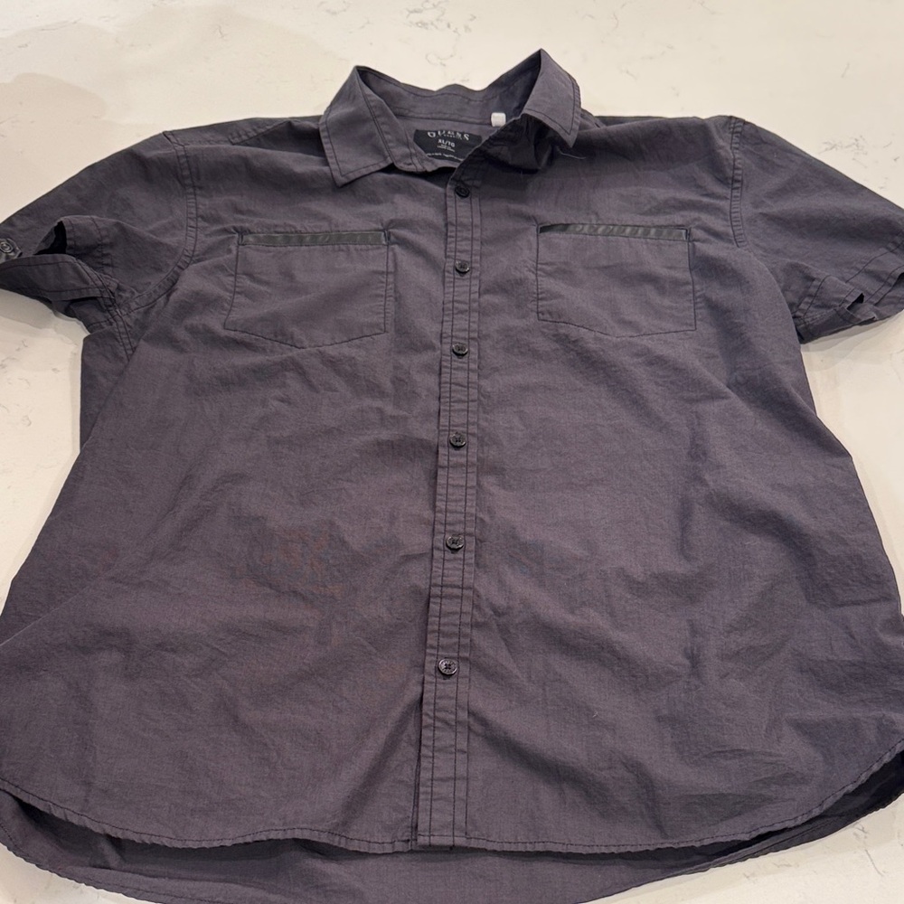 Express Charcoal Casual Button-Down Shirt